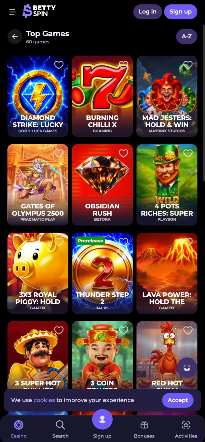 L'application BettySpin Casino